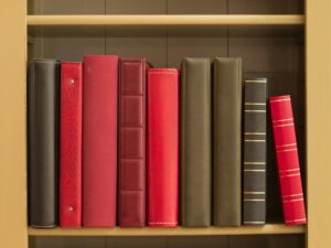 Books in a bookshelf