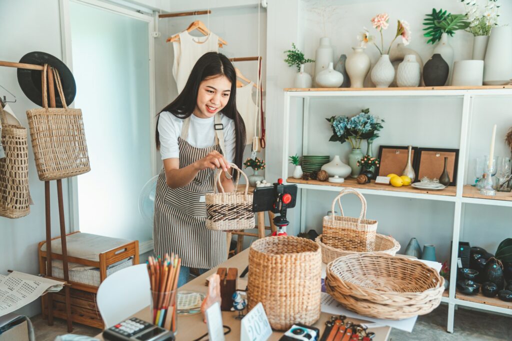 Small business owners are live streaming. Sell products to customers